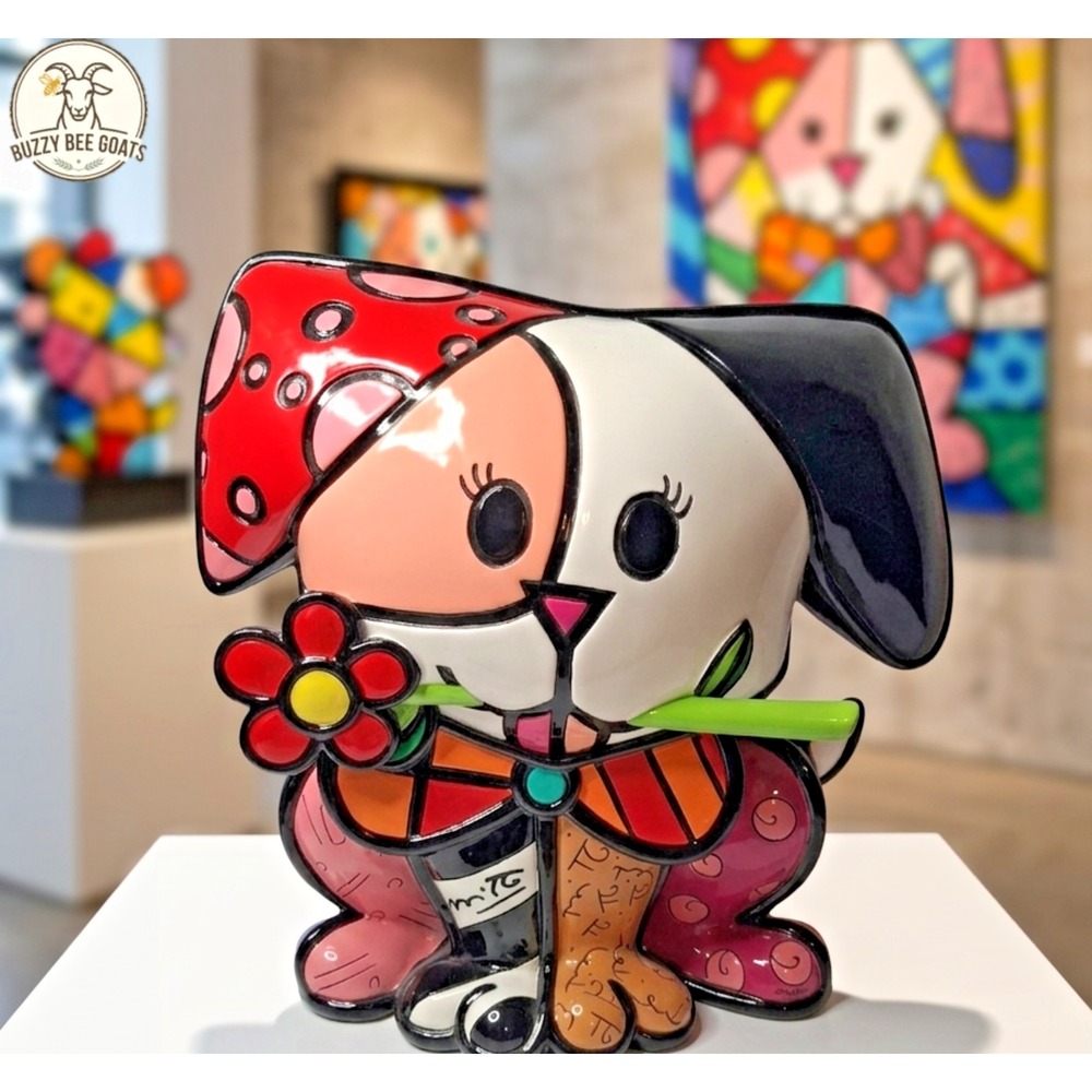 Resin Sculpture, Romero Britto Puppy Love Dream Figurine